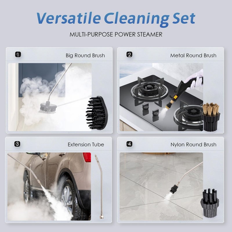 Hapyvergo 1500W High-Pressure Steam Cleaner, Quick 15s Heat-Up, 230℉ Powerful Steam for Grout, Tile, Home, Auto, Car Detailing, Kitchen, Bathroom Cleaning - 110V - Image 5